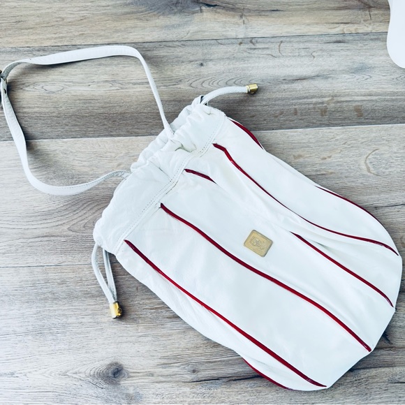 Authentic vintage bag leather white red for details see photos,All Products : American Fashion Style Bags On Sale